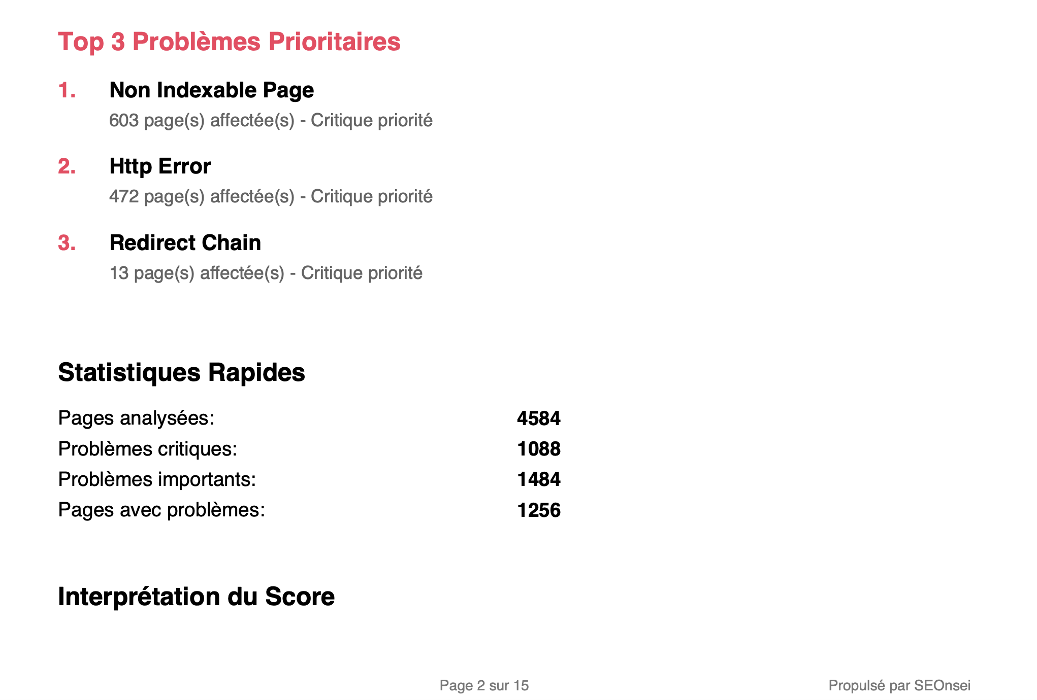 Top 3 problèmes prioritaires